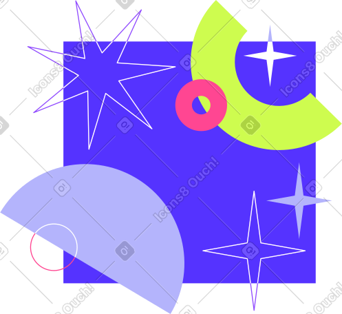 带有星星和圆圈的抽象背景 PNG, SVG