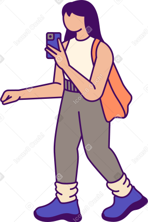 그녀의 손에 가방과 휴대 전화와 여자 PNG, SVG