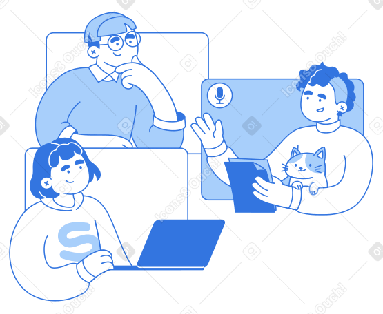 Personas discutiendo algo en una reunión en línea PNG, SVG