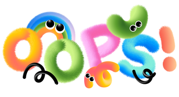 Lettering Oops! with fluffy rainbow and arcs text PNG, SVG