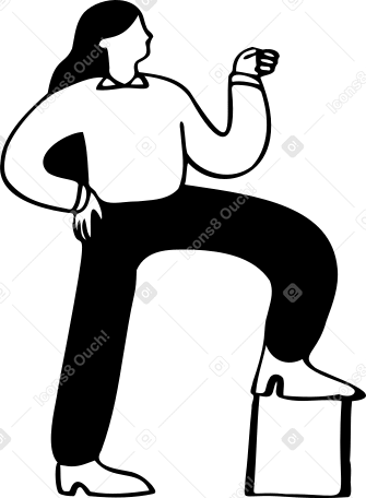 mujer de pie con su pierna sobre un bloque PNG, SVG
