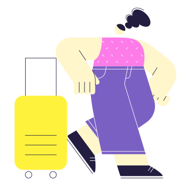 Женщина стоит с чемоданом в PNG, SVG