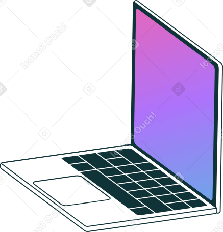 laptop turned to left Illustration in PNG, SVG