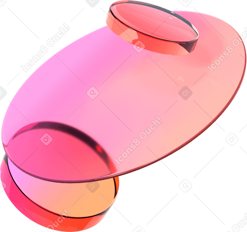 3D composition of floating glass lenses and gradient disk PNG, SVG