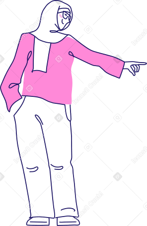 woman with a scarf on her head points her finger at something PNG, SVG