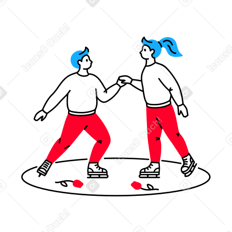Man and woman in pairs figure skating on ice Illustration in PNG, SVG