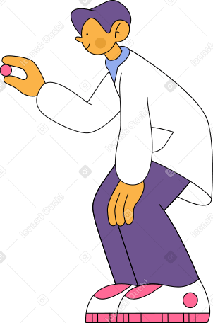 scientist in lab coat holds something with his fingers Illustration in PNG, SVG