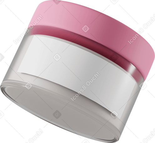 3D close up of cosmetic cream tub with pink cap Illustration in PNG, SVG