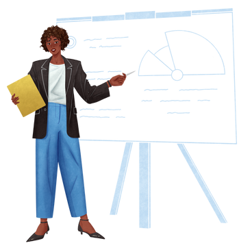Female employee giving a presentation PNG, SVG