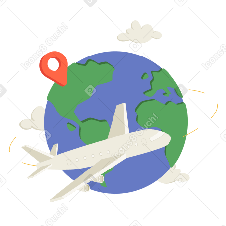 Avión volando alrededor del mundo. PNG, SVG