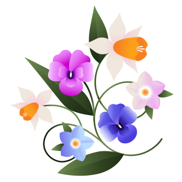 Composition of different spring flowers PNG, SVG