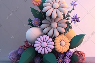 3d 抽象花组成 PNG, SVG