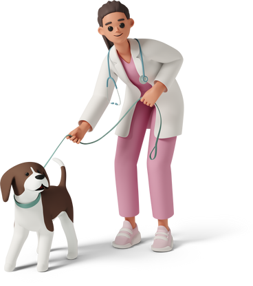 Female veterinarian with dog PNG, SVG