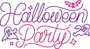 Schriftzug halloween-party mit fledermaus- und geistertext PNG, SVG