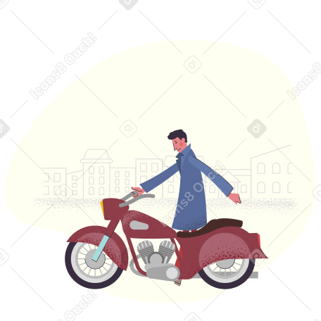 Motorcycle in the city Illustration in PNG, SVG