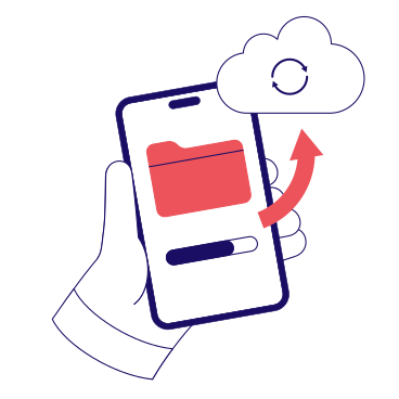Uploading data to cloud on phone PNG, SVG