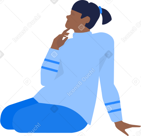 woman in sweater sits on floor and looks up Illustration in PNG, SVG
