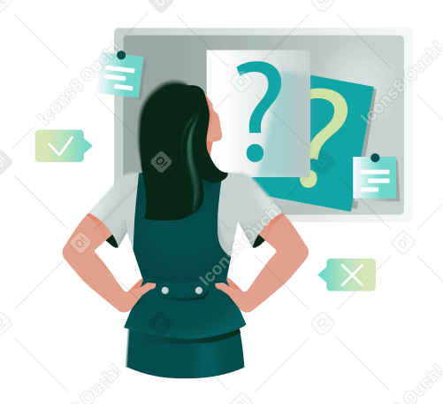 Woman thinking over a question PNG, SVG