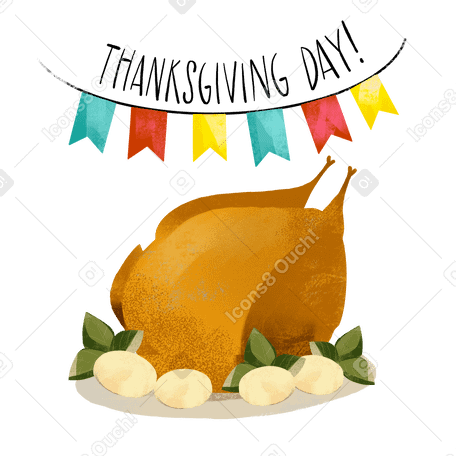 Illustration Dinde de thanksgiving aux formats PNG, SVG