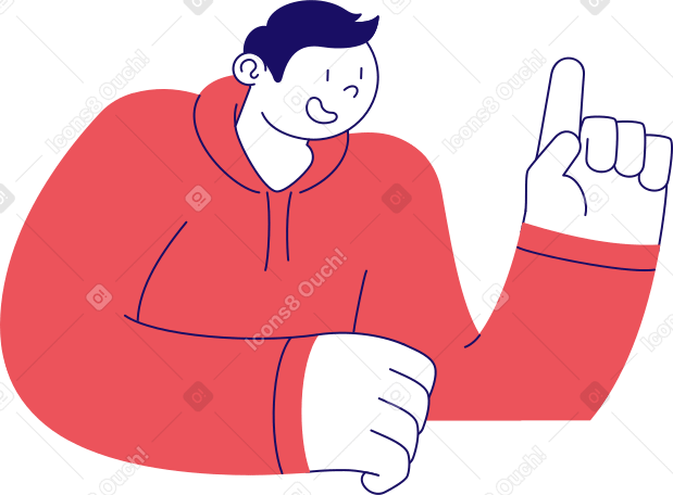 мужчина показывает пальцем вверх в PNG, SVG