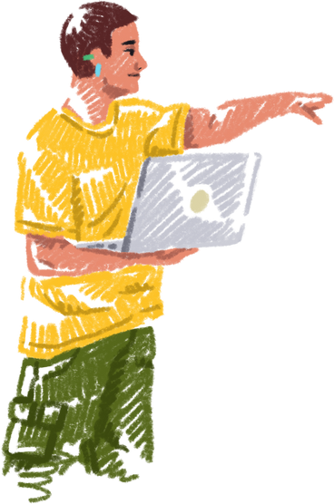 Man holding a laptop PNG, SVG