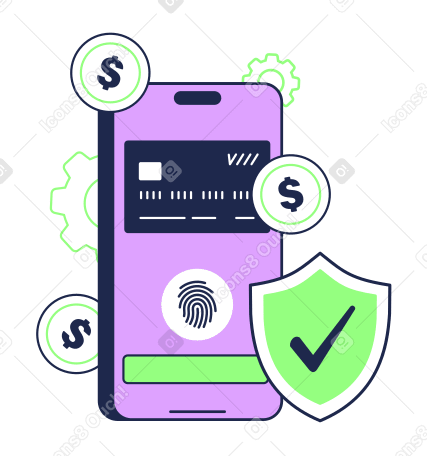 Безопасная биометрическая оплата с помощью телефона в PNG, SVG