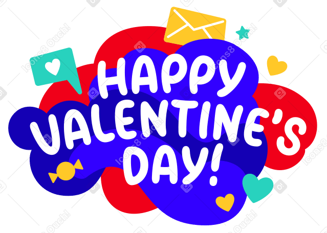 Happy Valentine's day lettering Illustration in PNG, SVG