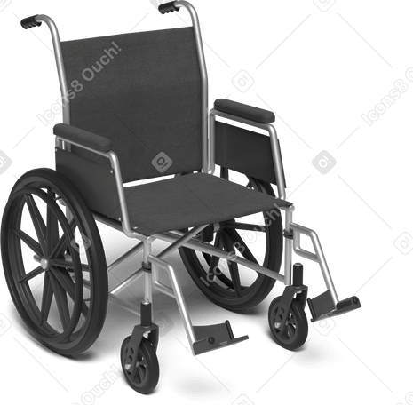 3D wheelchair right view Illustration in PNG, SVG