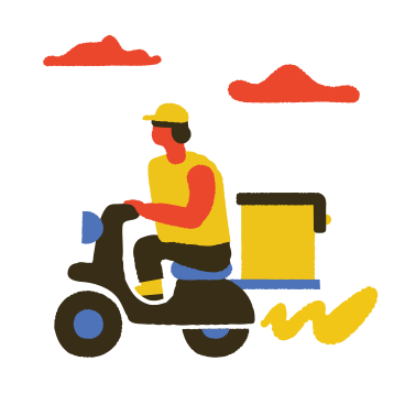 Repartidor con bolsa en moto PNG, SVG