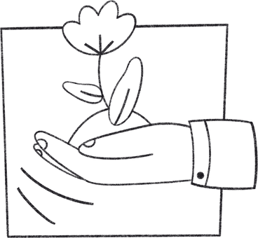 Hand holding a flower growing in the soil PNG, SVG