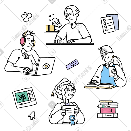 Education, people learning new skills  PNG, SVG