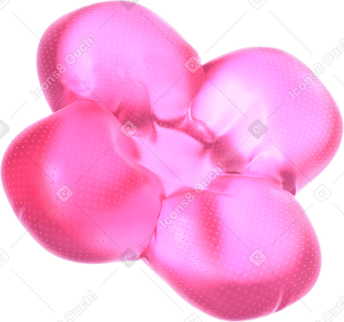3D inflated pink flower PNG, SVG