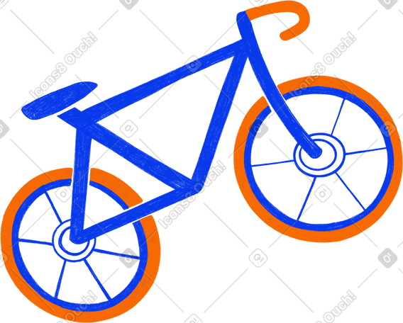 blue bicycle with orange wheels PNG, SVG