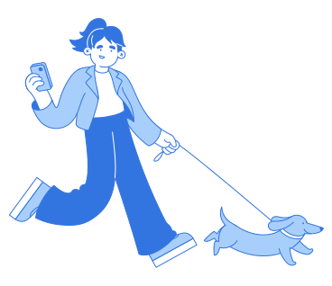 Молодая женщина гуляет с собакой в PNG, SVG