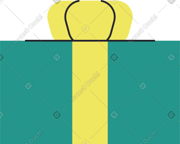 Green gift with yellow bow PNG, SVG