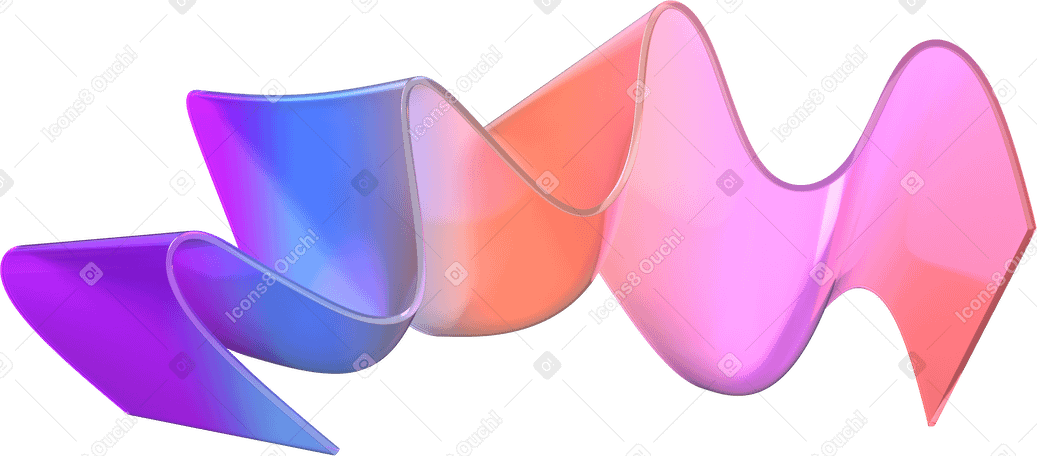 3D long wavy rainbow-colored ribbon PNG, SVG