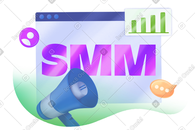 用社交媒体标志和扩音器文字刻上 smm PNG, SVG