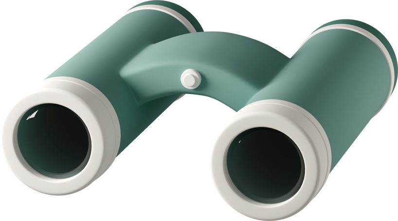 3D green binoculars Illustration in PNG, SVG
