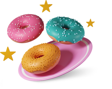 Donuts und sterne auf einem teller PNG, SVG