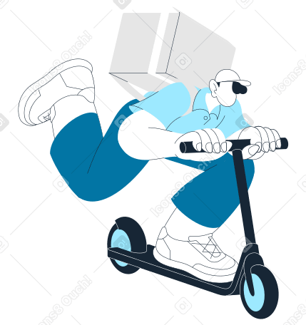 Delivery man riding a kick scooter PNG, SVG