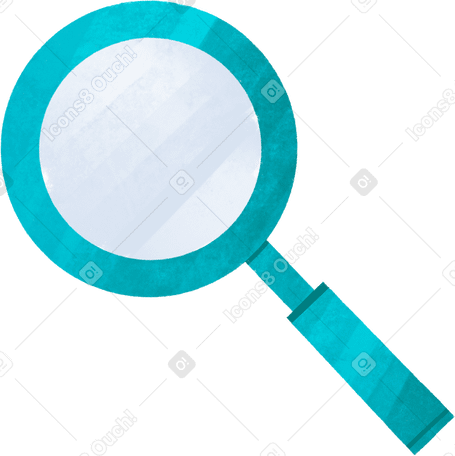 blue magnifying glass with white glass Illustration in PNG, SVG