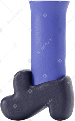 3D Blue leg in black shoe Illustration in PNG, SVG
