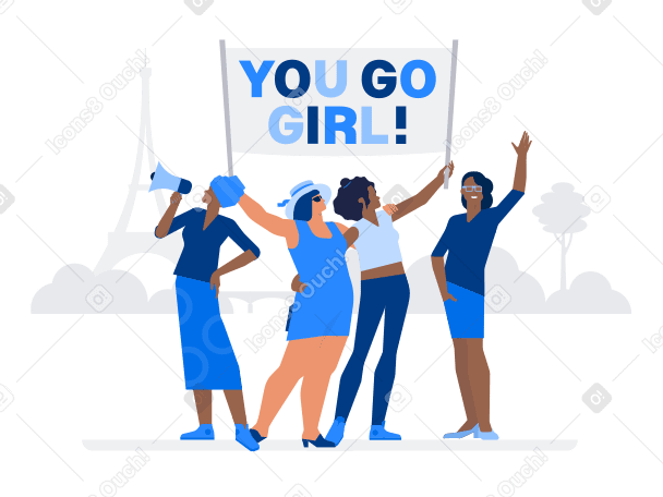 Lettering You Go Girl! with women's march and banner Illustration in PNG, SVG