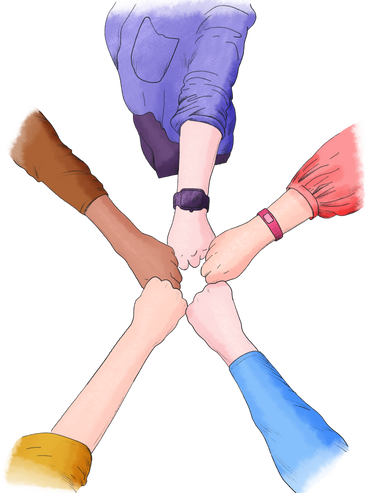 People's hands are joined in the center PNG, SVG