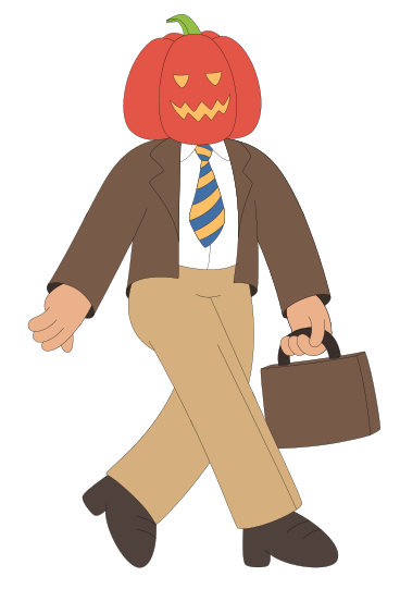 Office worker with carved pumpkin on his head  PNG, SVG