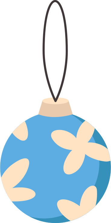 Рождественская безделушка голубые цветы в PNG, SVG
