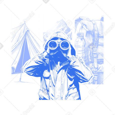Esploratore con binocolo, poster escursionistico PNG, SVG