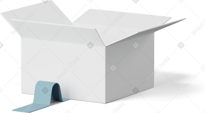3D open white cardboard box PNG, SVG