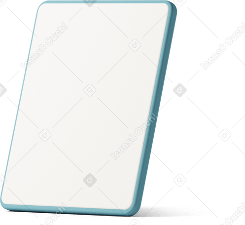 3D side view of white tablet screen PNG, SVG