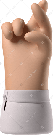 3D Tanned skin hand with fingers crossed Illustration in PNG, SVG